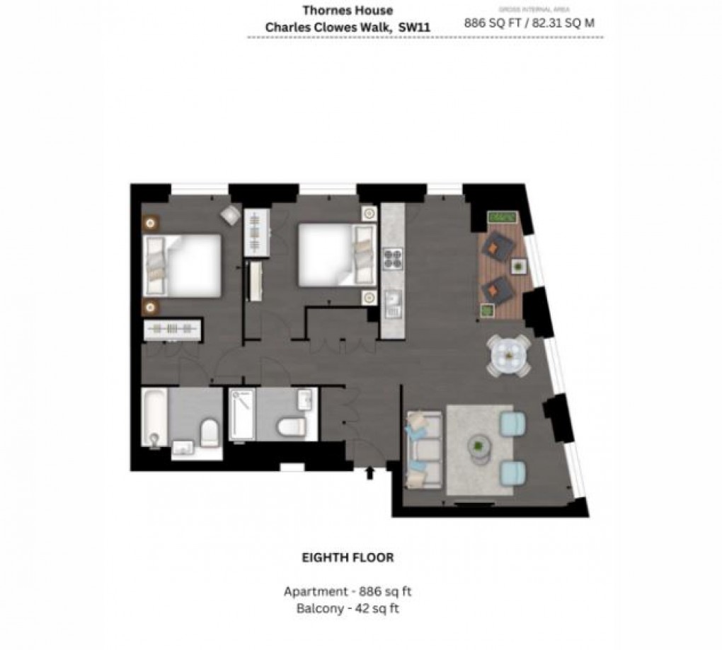 Floorplan for Charles Clowes Walk, London